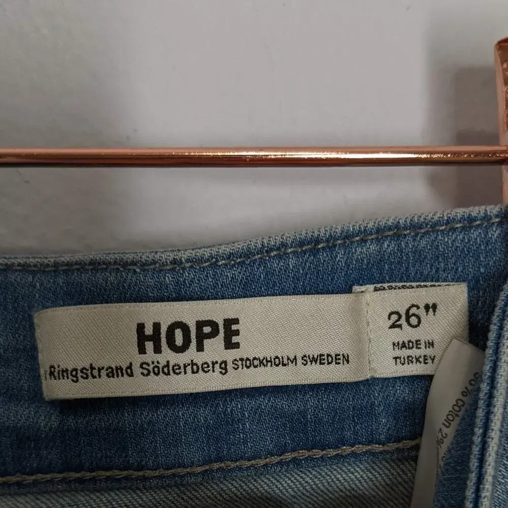 Hope Blue Distressed Stay Patch Relaxed Denim Jeans Size 26